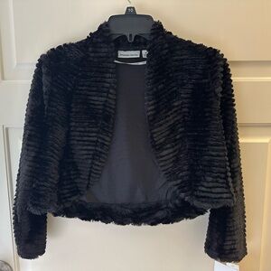 Amanda Charles Black Faux Fur Cropped Jacket NWT